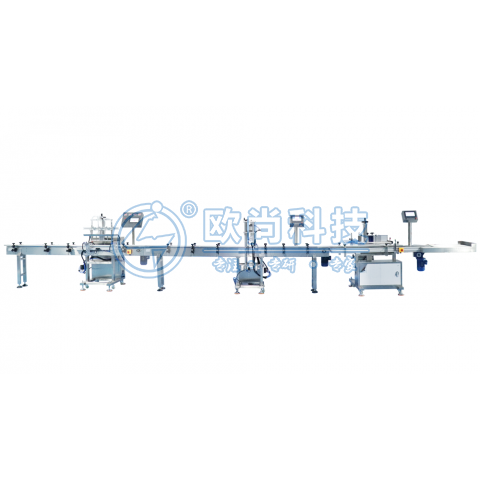  全自動(dòng)立式4頭液體灌裝機(jī)+全自動(dòng)單頭壓蓋機(jī)+ 全自動(dòng)單側(cè)面貼標(biāo)機(jī) AS-GZ-YT04+AS-YGJ-01+AS-P01